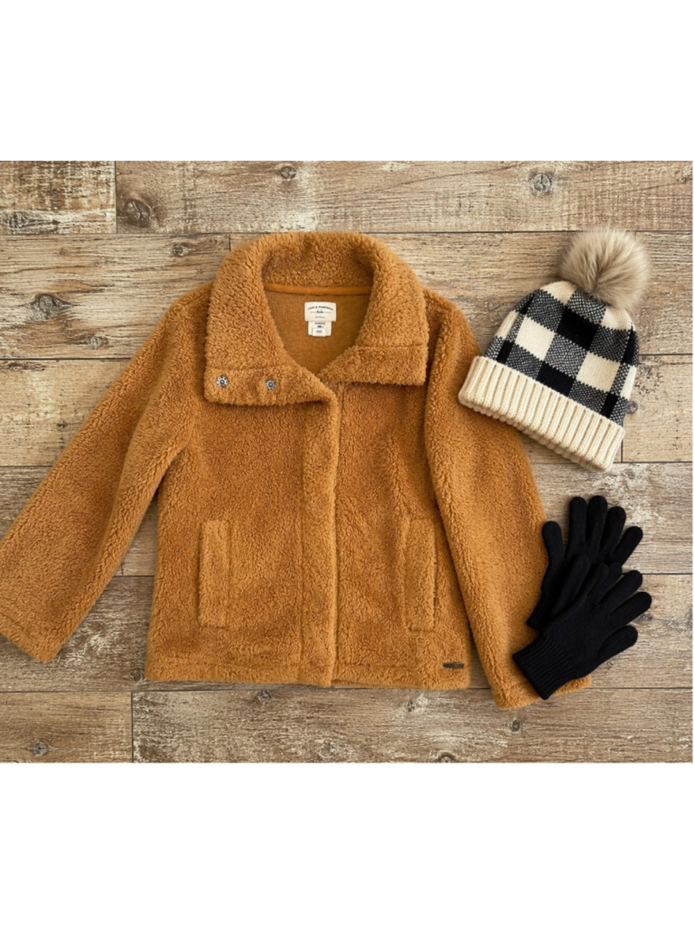 Billabong Teddy Sherpa Jacket Camel Snap Front Coat Size M